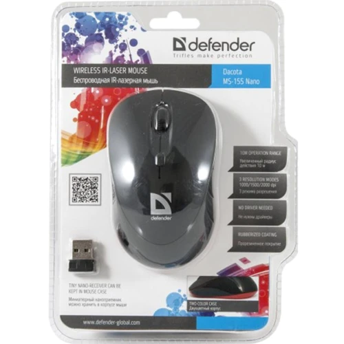 Мышь Defender Dacota MS-155 Nano Black (52155): Интерфейс подключения Wireless (радио интерфейс)