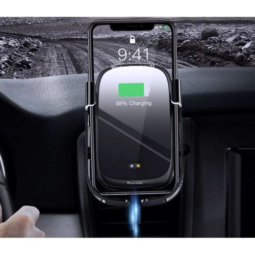 Держатель Baseus Car Holder Wireless Charger Air Vent Rock Solid Electric 10W Black (WXHW01-01): Тип автомобильный