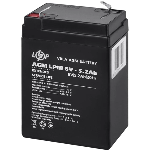 Аккумуляторная батарея LogicPower LPM 6V 5.2 Ah, AGM (4158): Напряжение, В 6