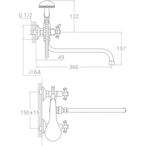 Смеситель универсальный (ванна и раковина) TAU VN-5C460C
