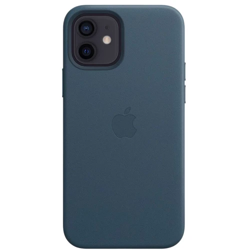 Чехол для iPhone Apple Leather Case with MagSafe Baltic Blue (MHKE3) for iPhone 12/iPhone 12 Pro: Цвет синий