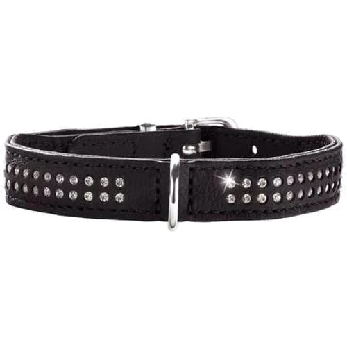 Нашийник круглий Hunter Diamond Petit шкіряний 27 мм 20-24 см чорний (4016739601582)