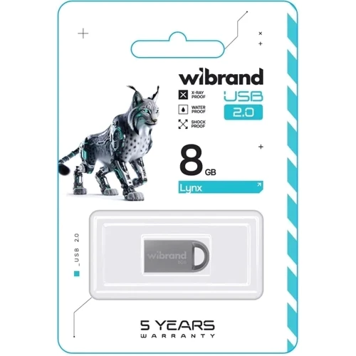 USB-флешка Wibrand 8Gb Lynx USB 2.0 Silver (WI2.0/LY8M2S): Стандарт USB USB 2.0