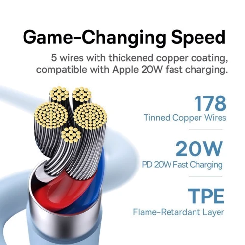 Кабель Baseus Cable USB-C to Lightning Silica Gel 20W 1.2m Blue (CAGD020003) фото 6
