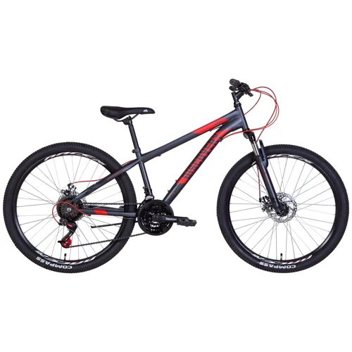 Велосипед 26 Discovery RIDER AM DD 2022 темно-сріблястий з червоним OPS-DIS-26-529