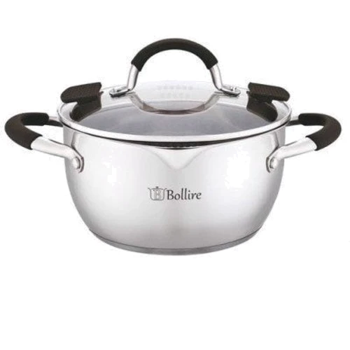 Кастрюля Bollire BR 2404, с крышкой со сливом d 24 см, 4.7 л