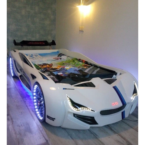 Детская кровать машина Fantasy BMW белая: Ящики для белья нет