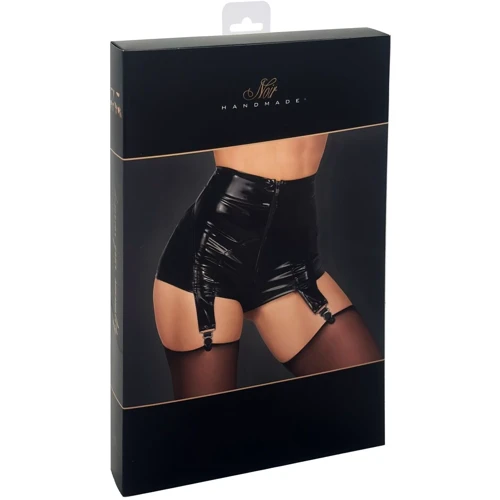 Шортики Noir Handmade F325 Glam suspender wetlook and vinyl shorts Вlack, 3XL