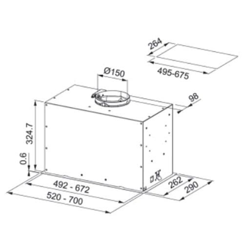 Витяжка Franke Box Flush EVO, 52см FBFE BK MATT A52: Тип фільтра повітря Рециркуляция, Отвод