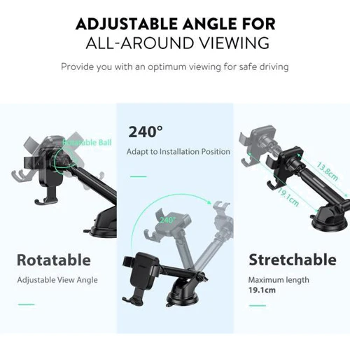 Держатель Ugreen Car Holder LP200 Gravity with Suction Cup Black (60990B): Особенности автодержатель
