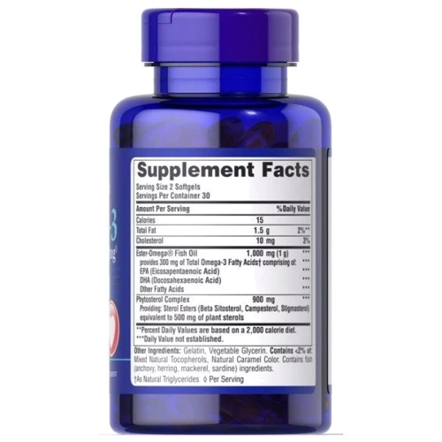 Puritan's Pride Omega-3 Fish Oil Plus Cholesterol Support 1000 mg Рыбий жир Омега-3 Плюс Поддержка Холестерина 60 гелевых капсул: Форма выпуска Капсулы