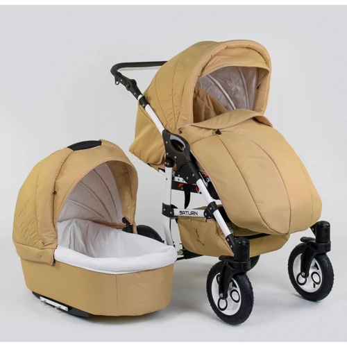 Коляска універсальна 2в1 Victoria Gold Saturn 3 № 0140-С-30 (1) бежевий (біла рама) фото 6