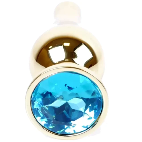Анальная пробка с кристаллом BOSS of TOYS Boss Series - Jewellery Gold BUTT PLUG Light Blue, BS6400067