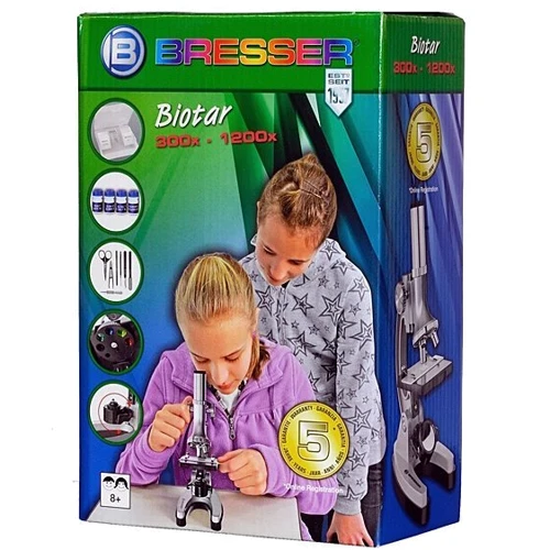 Мікроскоп Bresser Junior Biotar CLS 300x-1200x (914847): Особливості З підсвічуванням, Харчування від батарейок, З набором