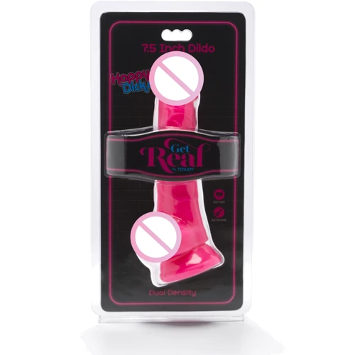 Toy Joy Get Real Happy Dicks Dildo 7,5 In w.Balls фаллоимитатор с мошонкой и присоской, 19х4 см, розовый