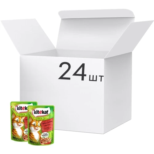 Влажный корм Kitekat для котов с говядиной в соусе 24х100 г (3065890144903): Тип паучи