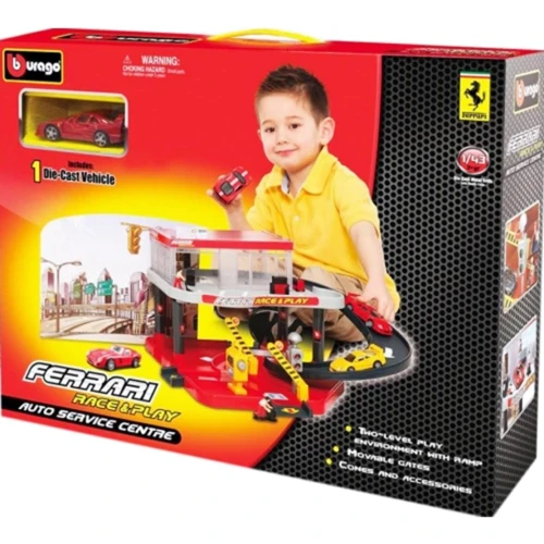 Ігровий набір - ГАРАЖ FERRARI (2 рівня, 1 машинка 1:43) (18-31231): Виробник Bburago
