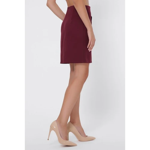 Юбка FashionUp YUB-1005C 48 бордовая на запах до середины бедра: Материал Полиэстер