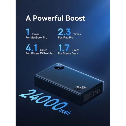 Внешний аккумулятор Baseus Power Bank 24000mAh Adaman Digital Display 140W Black (P10021508113-00) фото 13