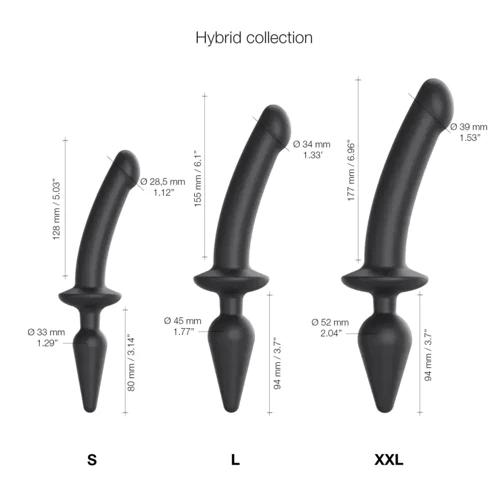 Анальная пробка с дилдо Strap-On-Me Switch Plug-In Semi-Realistic Dildo Black - XXL
