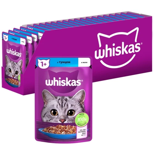 Упаковка влажного корма для кошек Whiskas тунец в желе 28х85 г (5900951302947): Возраст Взрослые