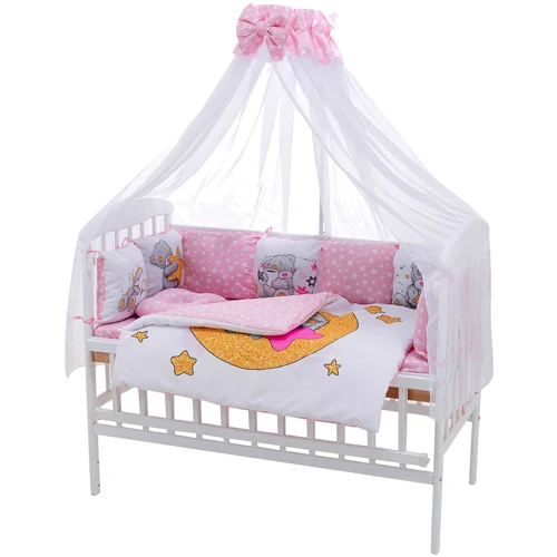Постельный комплект Babyroom Bortiki Print-08 Мишки розовый (680728)