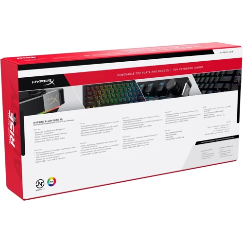 Клавиатура HyperX Alloy Rise 75 PBT HX Red USB Black (7G7A4AA): Дополнительно бесшумная, подсветка клавиш