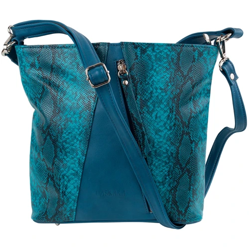 Жіноча сумка-мішок Laskara бірюзова (LK-10253-turquoise-snake): Тип ручки Зі знімним ременем, Плечовий ремінь, Довга ручка