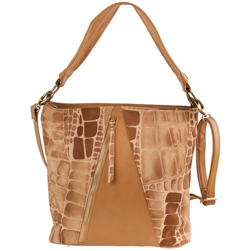 Женская сумка-мешок Laskara светло-коричневая (LK-10252-camel-giraffe): Фактура Матовая, Гладкая