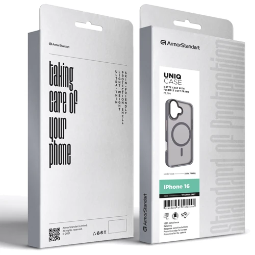 Чехол для iPhone ArmorStandart Uniq Case Magsafe Titanium Grey for iPhone 16 (ARM79496): Цвет серый