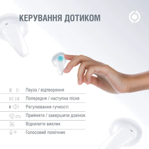 Навушники Piko MiniJoy White: Додатково регулятор громкости, Совместимость с Apple, Совместимость с Android, TWS наушники