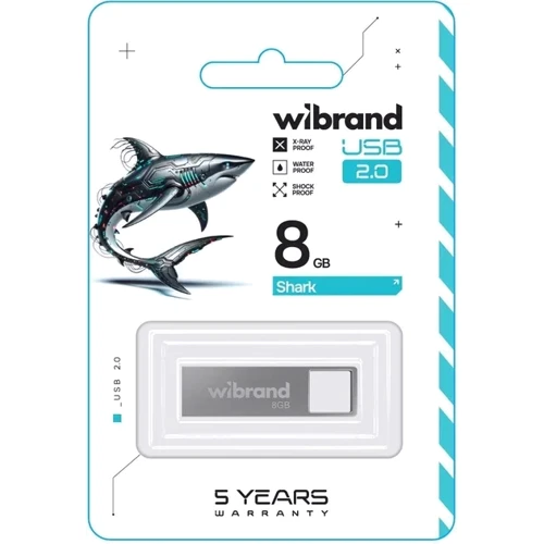 USB-флешка Wibrand 8Gb Shark USB 2.0 Silver (WI2.0/SH8U4S): Стандарт USB USB 2.0