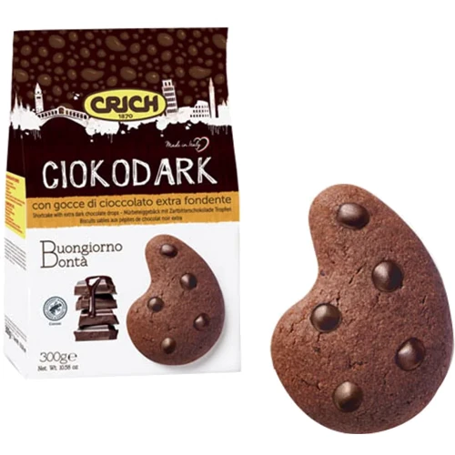 Печиво Crich Чокодарк із шоколадними дропсами 300 г (8008620003816)