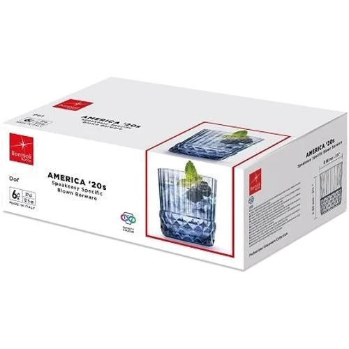 Набір склянок Bormioli Rocco America'20s Sapphire Blue низьких 6х380 мл (122152BBC121990)