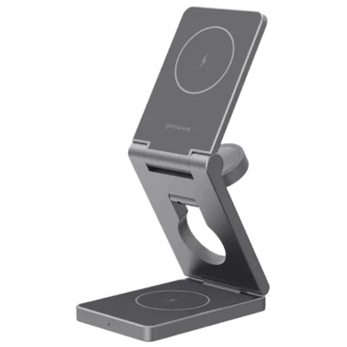 Зарядний пристрій Proove Wireless Charger Titan Volt 3 in 1 15W Gray (WSTV15000003) for iPhone 16 I 15 I 14 I 13 I 12 series, Apple Watch and Apple AirPods