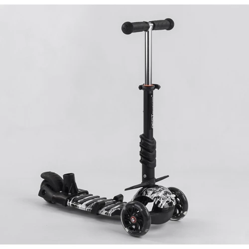 Самокат 5в1 Best Scooter, PU колеса, подсветка колес, Абстракция Black/White (102022): Материал колес полиуретан