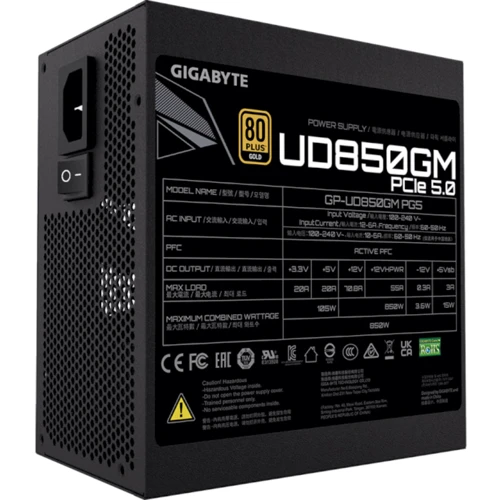 Блок питания GIGABYTE 850W (GP-UD850GM PG5): КПД, % 90
