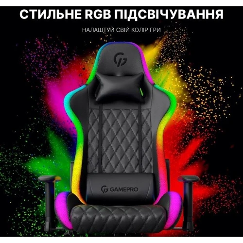 Кресло для геймеров Gamepro Hero RGB Black (GC700) фото 12