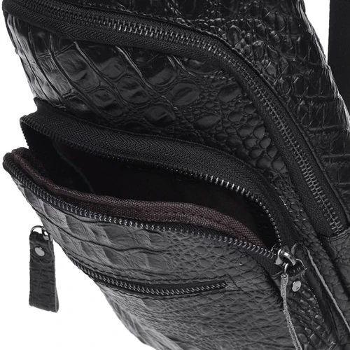 Мужская сумка-слинг Borsa Leather черная (K13611-black): Материал Натуральная кожа