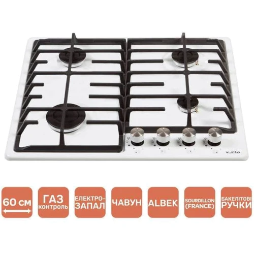 Варильна поверхня Ventolux HG640-DA3 CS (WH): Розташування панелі Спереди справа