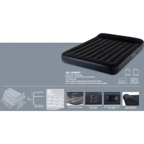Надувний матрац Intex Twin Pillow Rest чорний (64146): Кількість місць 1