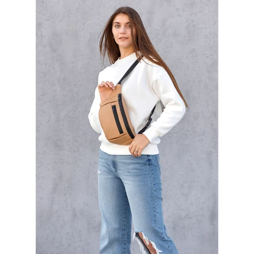 Женская поясная сумка Sambag Tirso LCH бежевая (80341026): Фактура Матовая, Гладкая