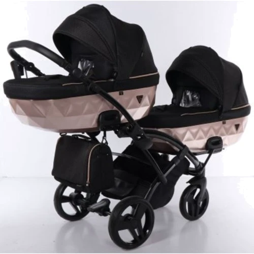 Універсальний візок для двійні 2 в 1 Junama Mirror Satin Duo Slim 02, чорний з бронзовим (J-MS-DUOs-02) фото 8