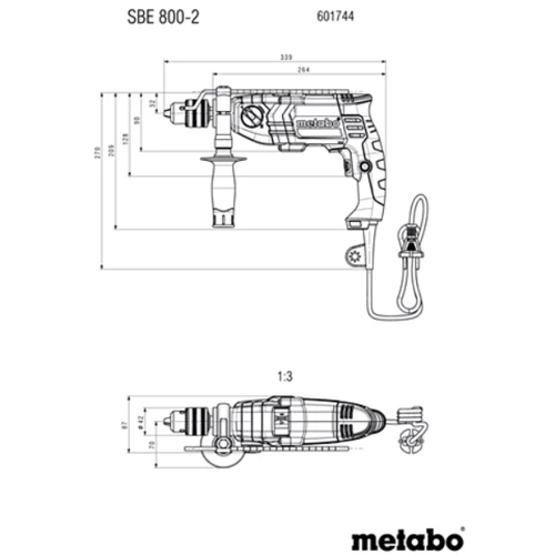 Дриль-шуруповерт Metabo SBE 800-2 (601744500): Тип інструмента Ударная дрель