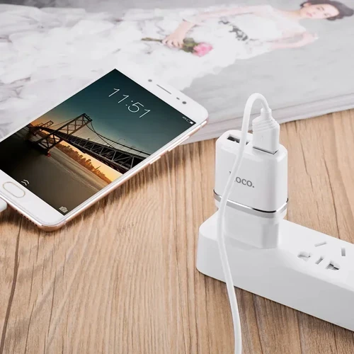 Зарядное устройство Hoco Wall Charger 2xUSB C12 White фото 5