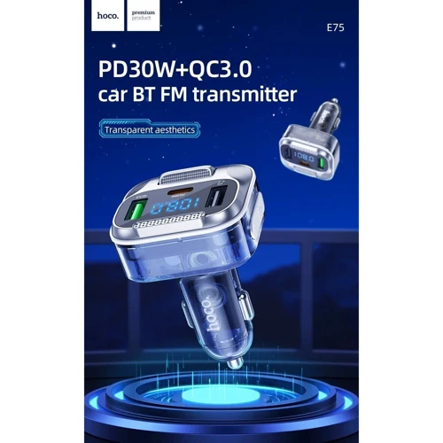 FM-трансмітер Hoco E75 Bravery PD30W+QC3.0 dark blue фото 4