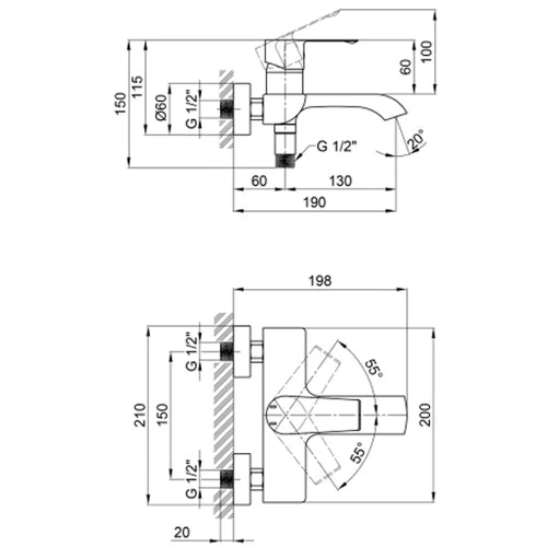 Q-tap Zelnava 3050101C: Вид монтажа Настенный