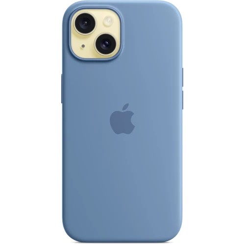 Чехол для iPhone Apple iPhone 15 Silicone Case with MagSafe - Winter Blue (MT0Y3ZM/A): Материалы Силикон