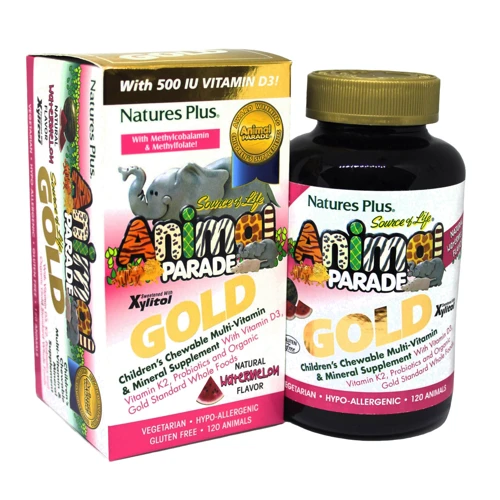Natures Plus Animal Parade Gold 120 chewables Мультивитамины для детей, вкус арбуза
