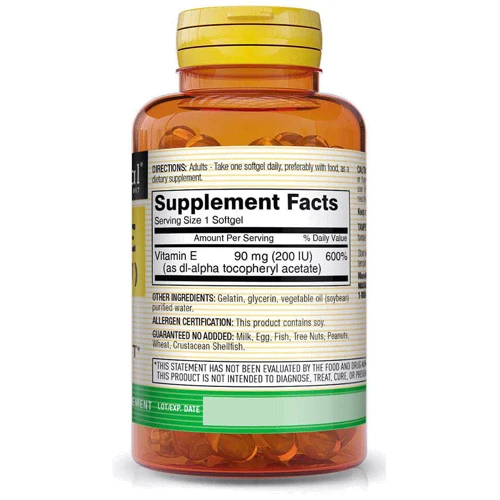 Mason Natural Vitamin E 200 ME Вітамін Е 100 капсул: Тип вітамін E